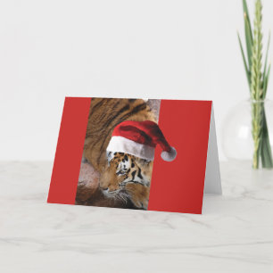 Bengal Tiger Santa Claus Card