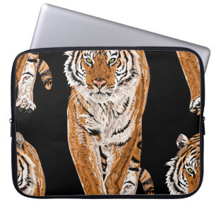 Bengal Tiger Sketch: Vintage Animal Print Laptop Sleeve