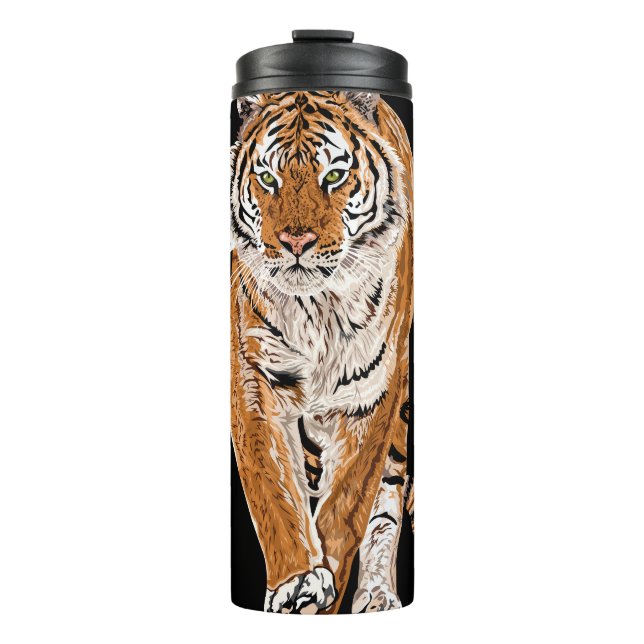 Bengal Tiger Sketch: Vintage Animal Print Thermal Tumbler (Front)