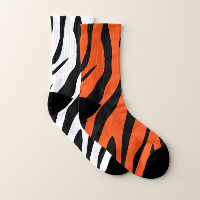 Bengal Tiger Stripe Mix N Match Duo All Over Print Socks (Pair)