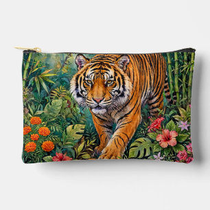 Bengal Tiger Vibrant Bamboo Jungle Accessory Pouch