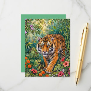 Bengal Tiger Vibrant Bamboo Jungle Enclosure Card