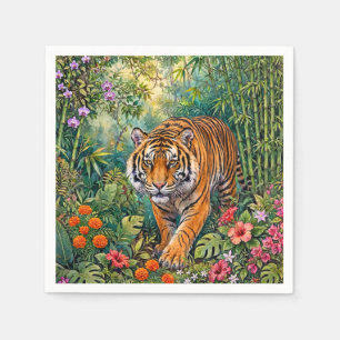 Bengal Tiger Vibrant Bamboo Jungle Napkin