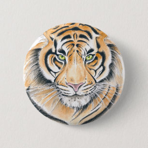 Bengal Tiger Watercolor Ink art 6 Cm Round Badge