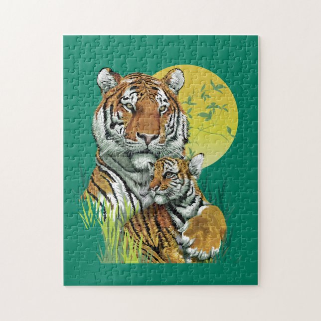 Bengal Tiger With Baby Jigsaw Puzzle (Vertical)