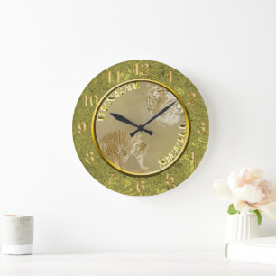 Bengal Tigers Gold Coin, Lge Wall Clock