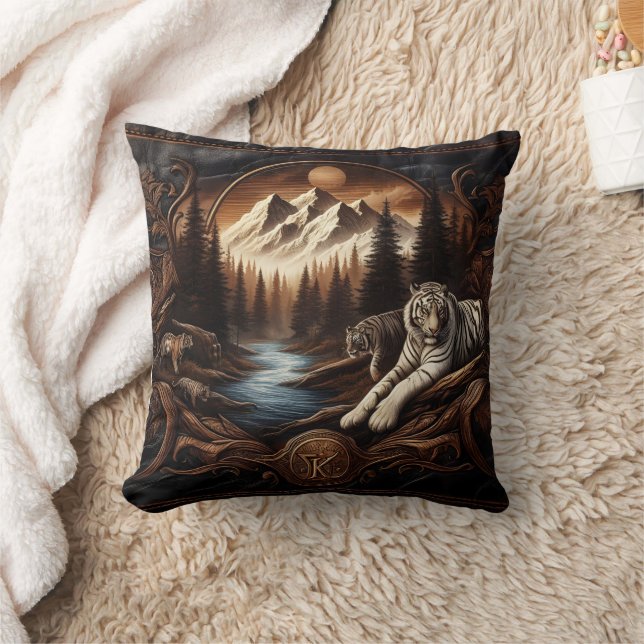 Bengal Tigers Resting Near Mountain Stream Cushion (Blanket)