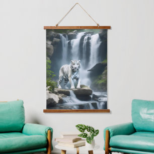Bengal White Tiger in Nature  Hanging Tapestry