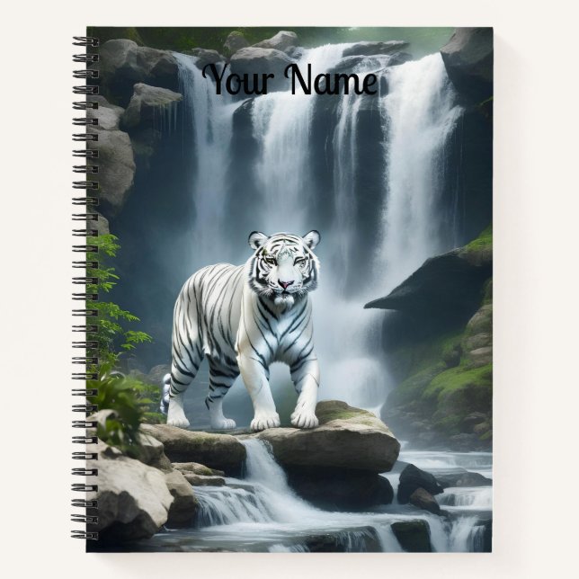 Bengal White Tiger in Nature  Notebook (Front)