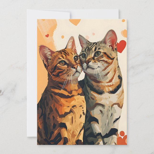 Bengals Cats Valentine's day  Holiday Card (Front)