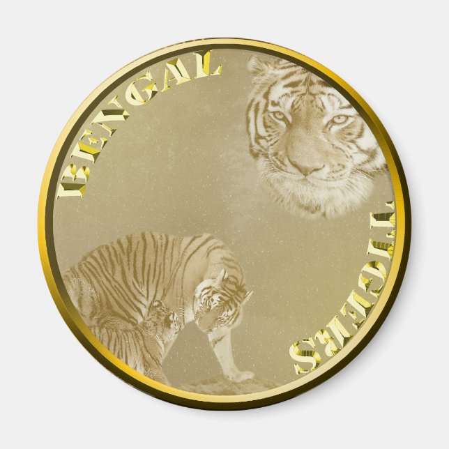 Bengals Tigers Gold Coin,  Magnet (Front)