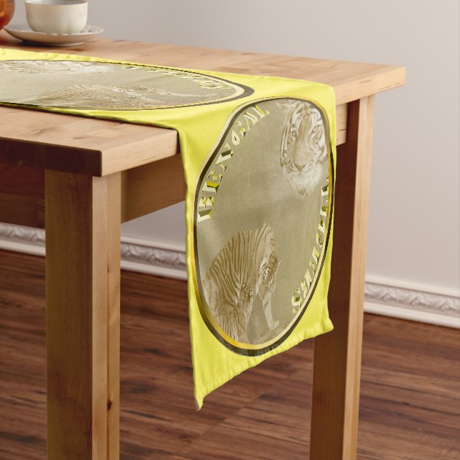 Bengals Tigers Gold Coin,  Short Table Runner (In Situ)