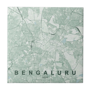 Bengaluru India City Map Minimal Design Ceramic Tile