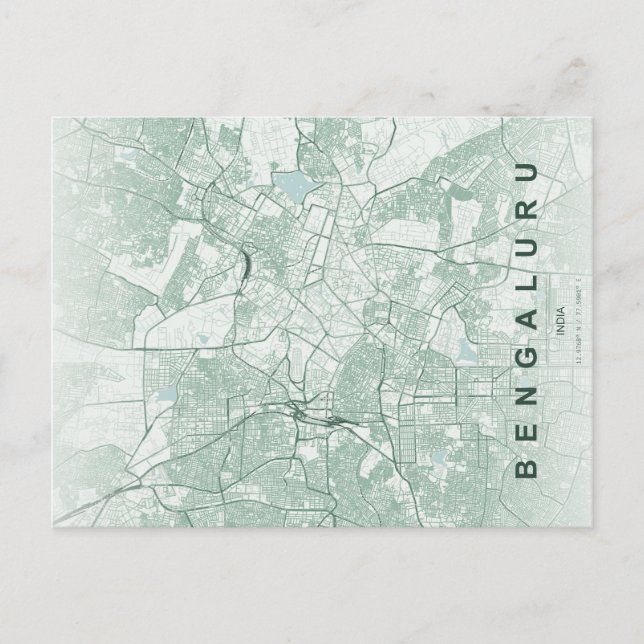 Bengaluru India City Map Minimal Design Postcard (Front)
