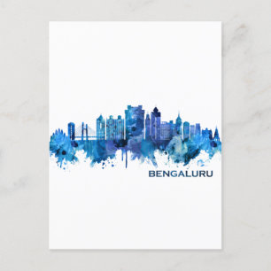 Bengaluru Karnataka Skyline Blue Holiday Postcard