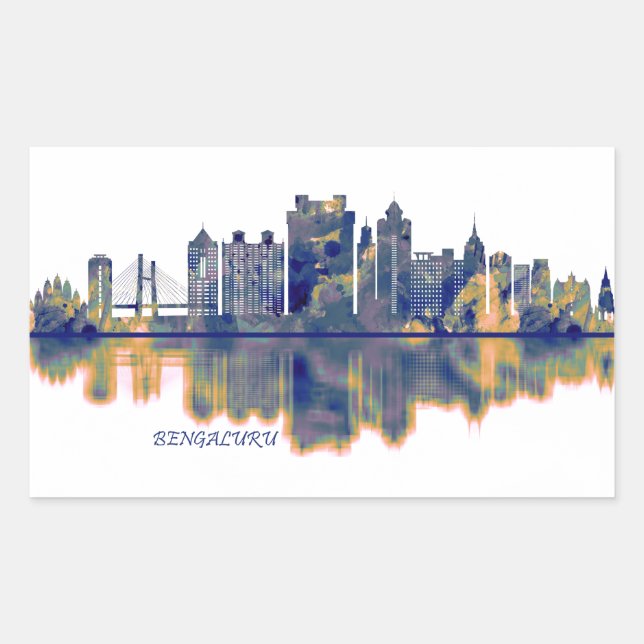 Bengaluru Skyline Rectangular Sticker (Front)