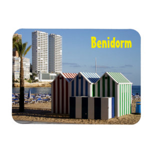 Benidorm, bathing booths on Levante Beach Magnet