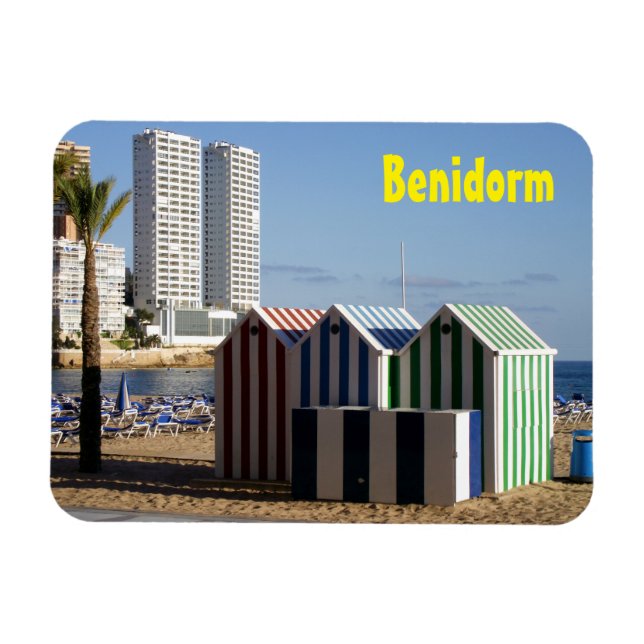 Benidorm, casetas de baño en playa de Levante Magnet (Horizontal)
