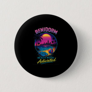 Benidorm Spain Beach Mode Activated Retro Vacation 6 Cm Round Badge