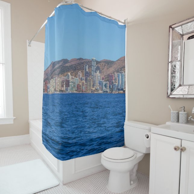 Benidorm, Spain sea and city Shower Curtain (In Situ)