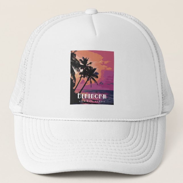 Benidorm Spain Summer Vibes Beach  Trucker Hat (Front)