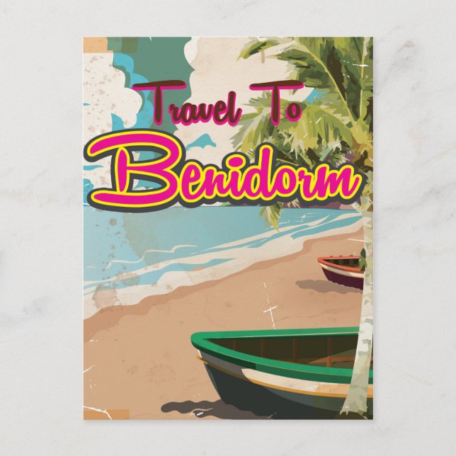Benidorm,Spain Vintage vacation Poster Postcard (Front)