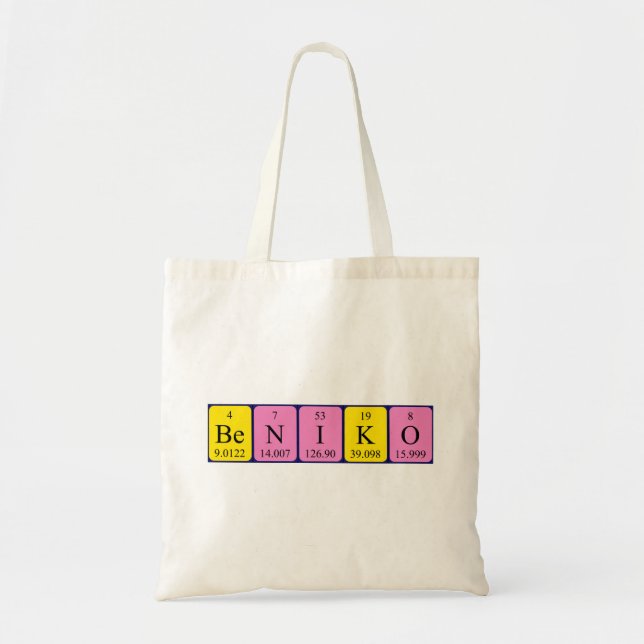 Beniko periodic table name tote bag (Front)