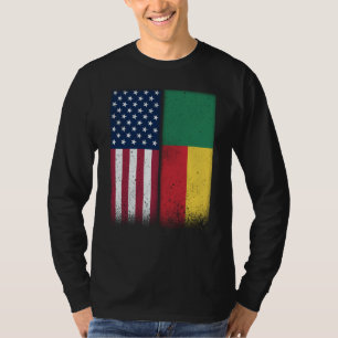 Benin Beninese American Flags Proud USA Benin T-Shirt
