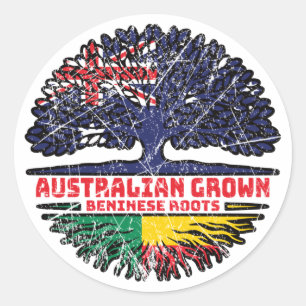 Benin Beninese Australian Australia Tree Roots Classic Round Sticker