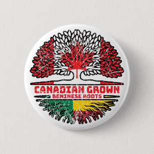 Benin Beninese Canadian Canada Tree Roots Flag 6 Cm Round Badge