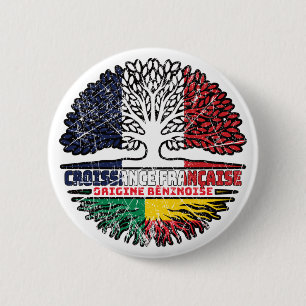 Benin Beninese  French France Tree Roots Flag 6 Cm Round Badge