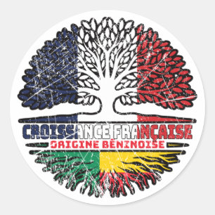 Benin Beninese French France Tree Roots Flag Classic Round Sticker
