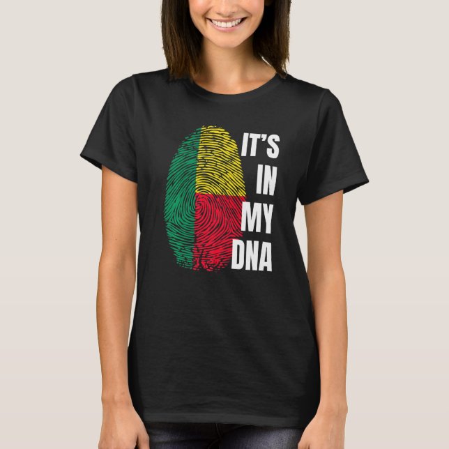 Benin Flag Dna Fingerprint Black History Month T-Shirt (Front)