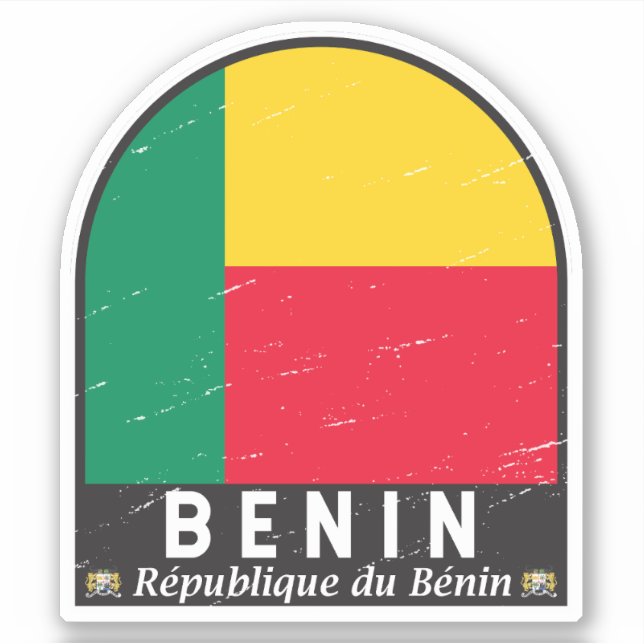 Benin Flag Emblem Distressed Vintage (Front)