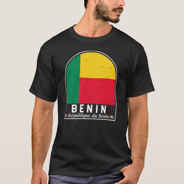 Benin Flag Emblem Distressed Vintage T-Shirt (Front)