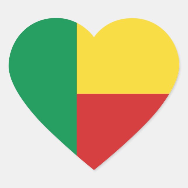 Benin Flag Heart Sticker (Front)
