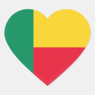 Benin Flag Heart Sticker