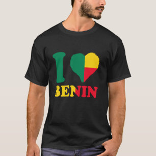 Benin Flag I Love Benin Heart Beninese Roots Benin T-Shirt