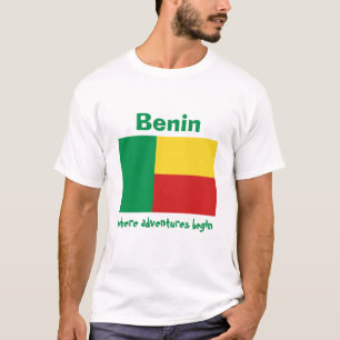 Benin Flag + Map + Text T-Shirt
