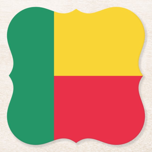 Benin Flag Paper Coaster (Front)