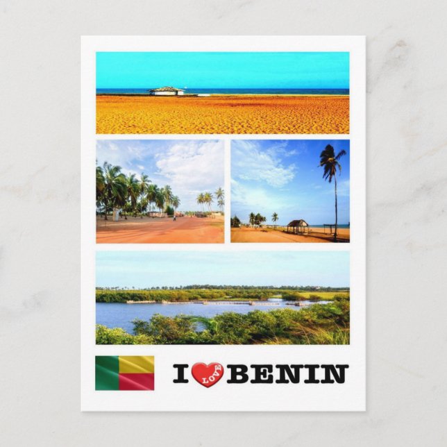Benin - I Love - Mosaic - Postcard (Front)