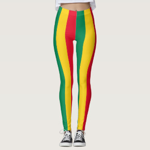Benin National Flag Colours Vertical Striped Leggings