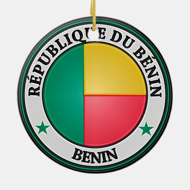 Benin  Round Emblem Ceramic Tree Decoration (Back)