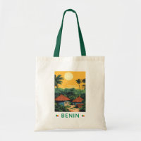 Benin Sunset Illustration Travel Art Vintage