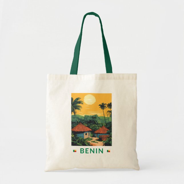 Benin Sunset Illustration Travel Art Vintage Tote Bag (Front)