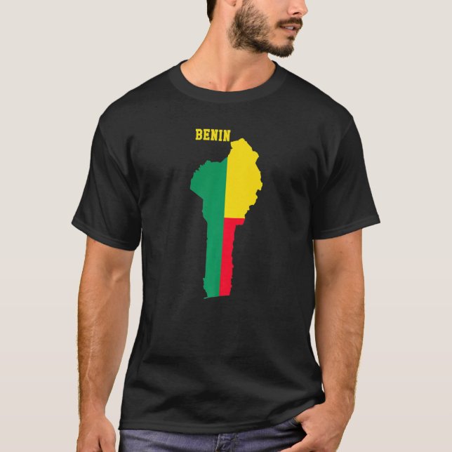 Beninese Flag Inside Map Of Benin Tee (Front)