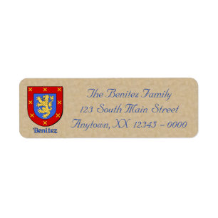 Benitez Heraldic Shield Return Address Label