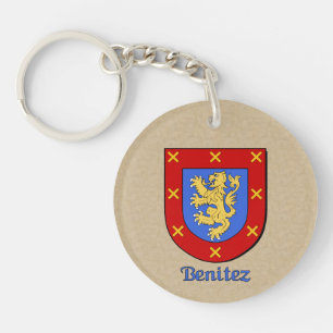Benitez Historical Shield with Flag of Spain Key Ring