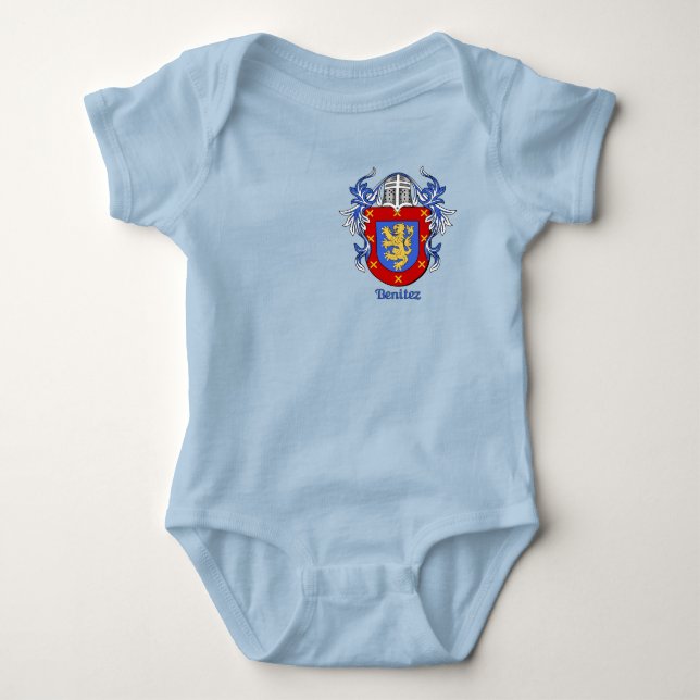 Benitez Historical Shield with Helm and Mantle Baby Bodysuit (Front)