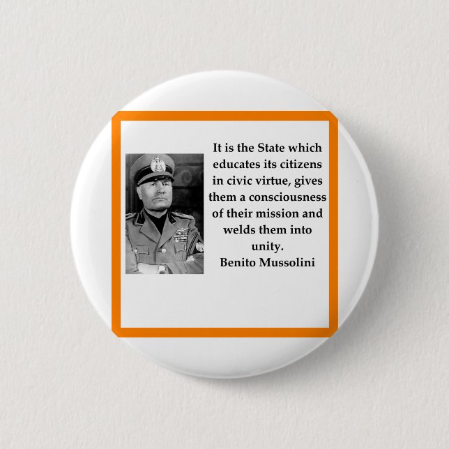 Benito Mussolini 6 Cm Round Badge (Front)
